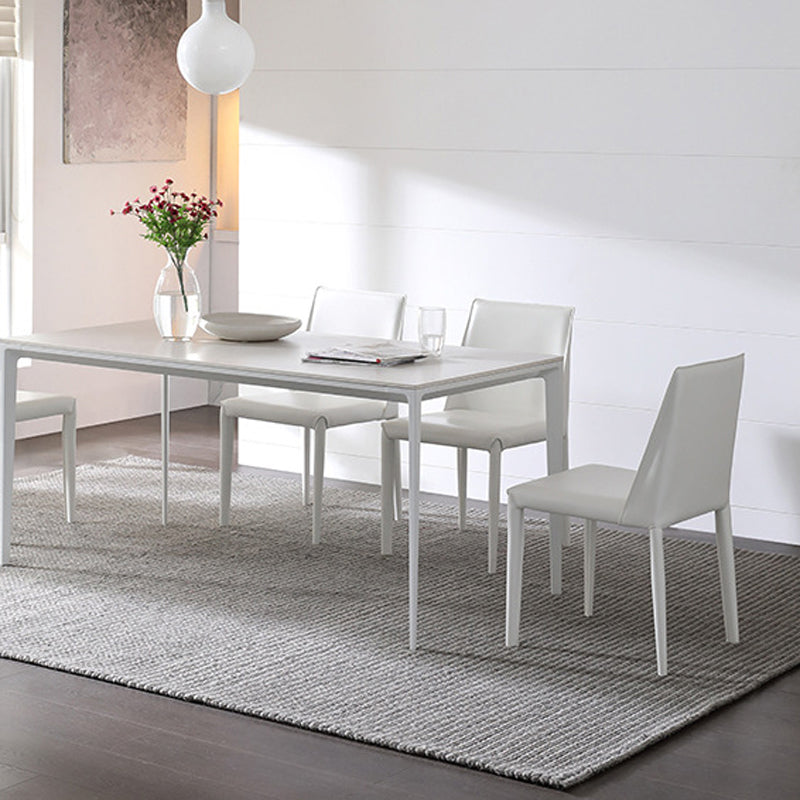 Parsons Armless Dining Chairs Indoor Dining Room Faux Leather Side Chair