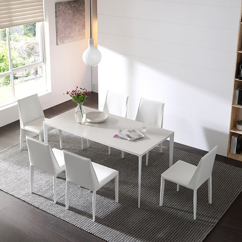 Parsons Armless Dining Chairs Indoor Dining Room Faux Leather Side Chair