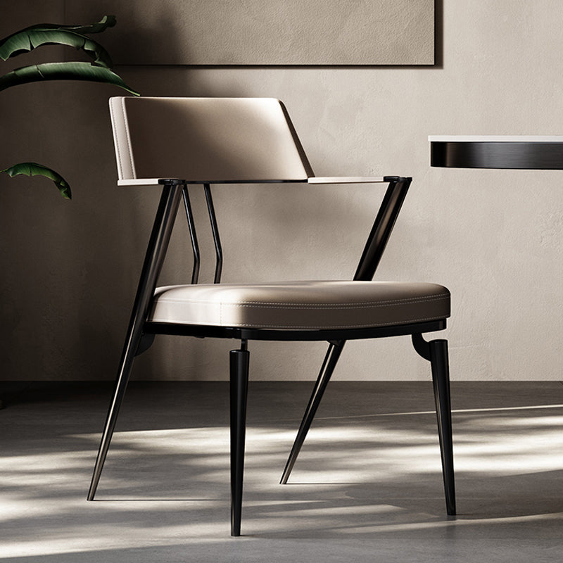 Contemporary Kitchen Dining Arm Chair Metal Legs Upholstered Chair