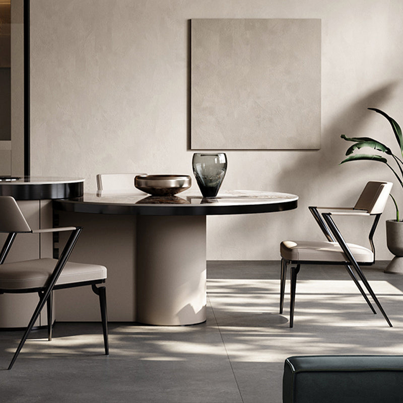 Contemporary Kitchen Dining Arm Chair Metal Legs Upholstered Chair