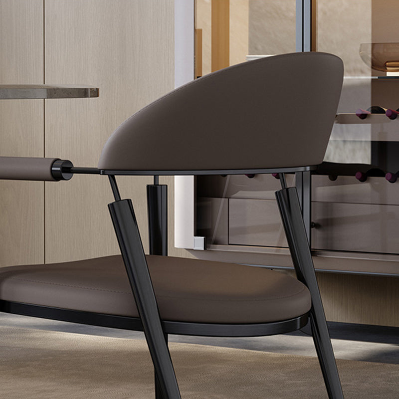 Glam Upholstered Arm Chair Dining Room Metal Dining Arm Chair