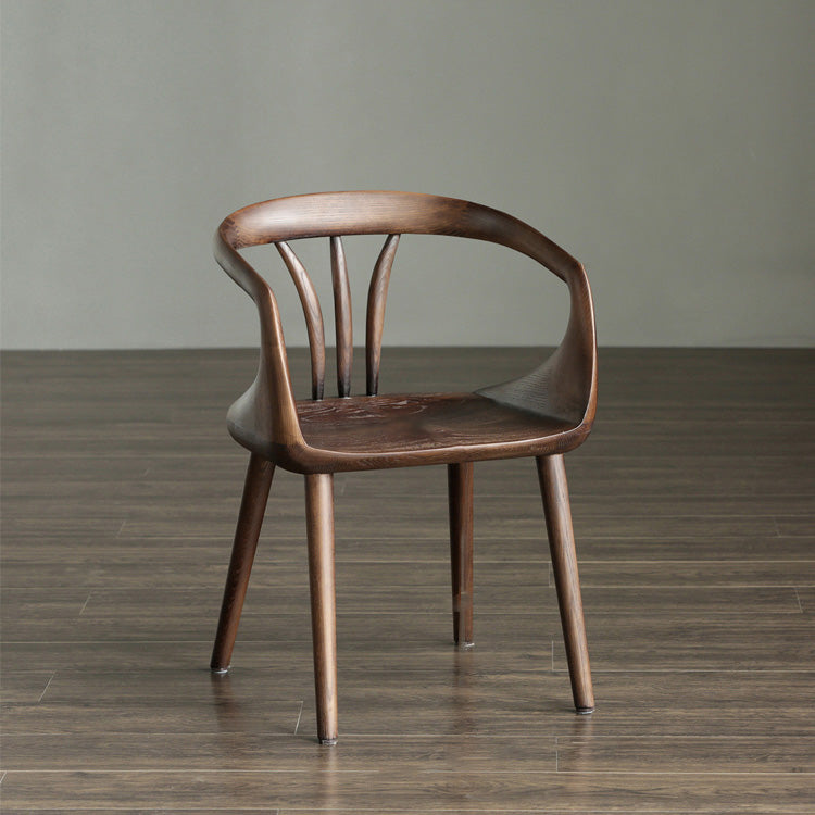 Contemporary Arm Chair Home Solid Wood Dining Chair in Walnut