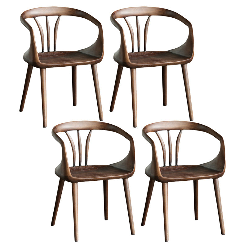 Contemporary Arm Chair Home Solid Wood Dining Chair in Walnut
