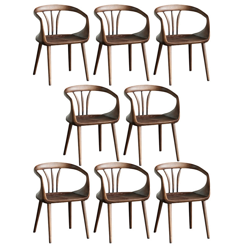 Contemporary Arm Chair Home Solid Wood Dining Chair in Walnut