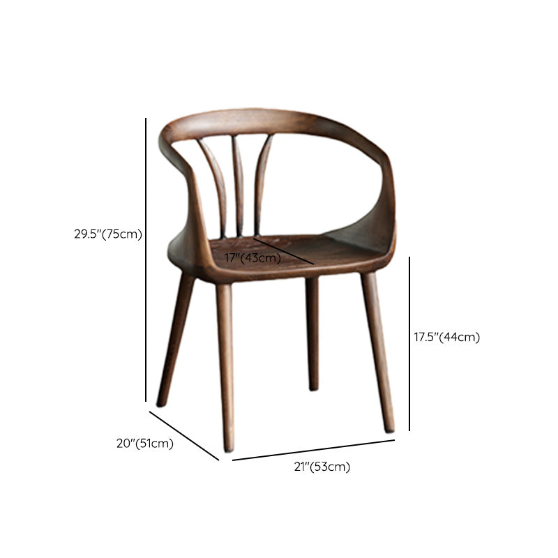 Contemporary Arm Chair Home Solid Wood Dining Chair in Walnut