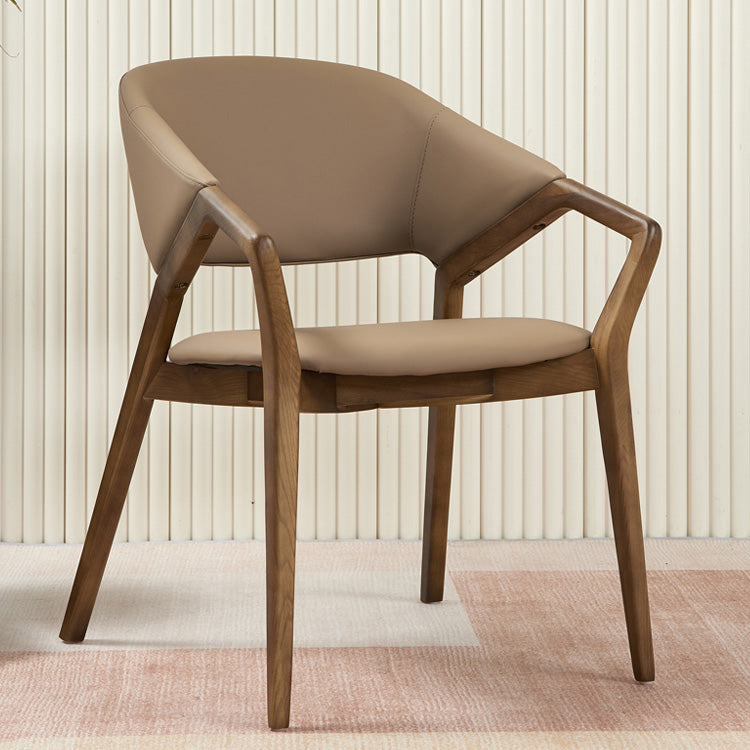 Contemporary Upholstered Arm Chair Home Solid Wood Dining Chair