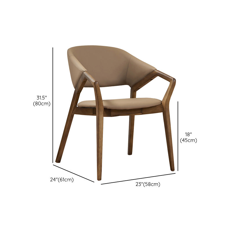 Contemporary Upholstered Arm Chair Home Solid Wood Dining Chair