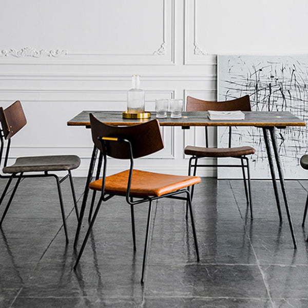 Metal Industrial Style Side Chair Open Back Armless Chair for Patio Use