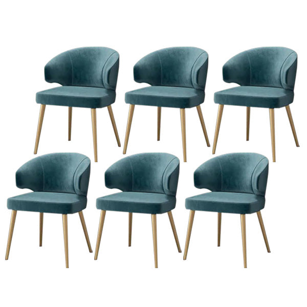 Metal Glam Style Side Chair Wingback Arm Chair with Gold Legs