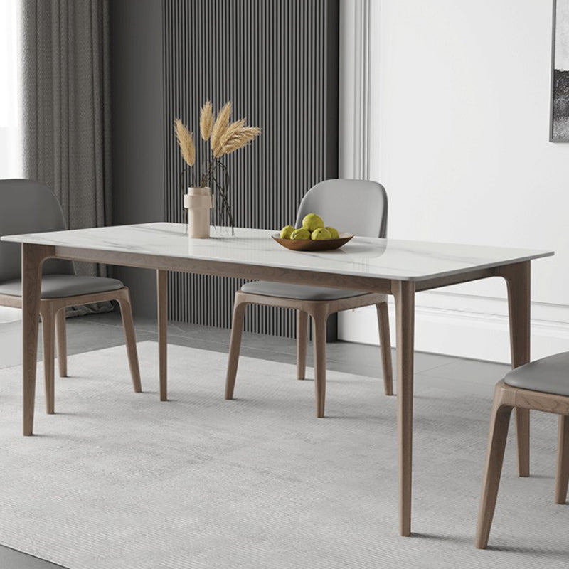 Contemporary Style 1/2/5 Pieces Dining Chairs Set Rectangle Stone Furniture in White