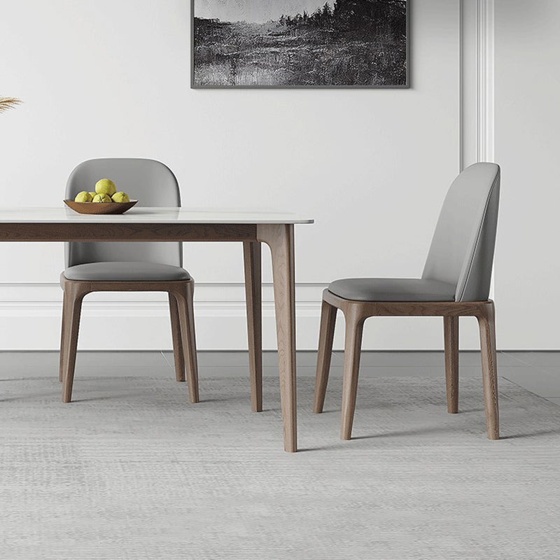 Contemporary Style 1/2/5 Pieces Dining Chairs Set Rectangle Stone Furniture in White