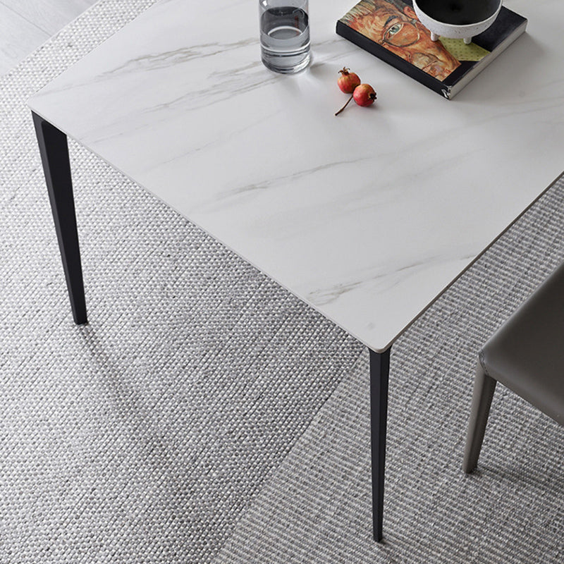 Contemporary 1/2/3/5 Pieces Dining Chairs Set Rectangle Stone Furniture in White