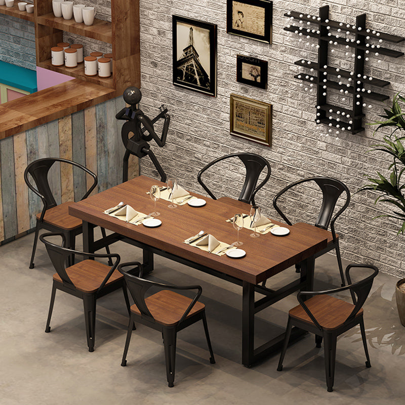 Industrial 1/3/5/7 Pieces Dining Set Rectangle Wood Dining Table for Cafe