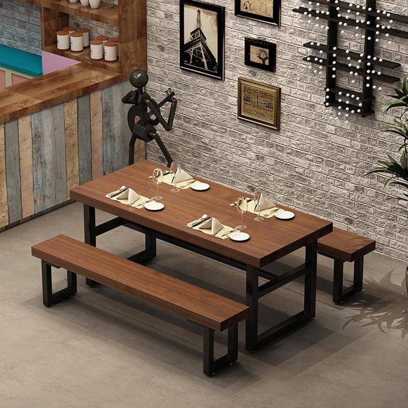 Industrial 1/3/5/7 Pieces Dining Set Rectangle Wood Dining Table for Cafe