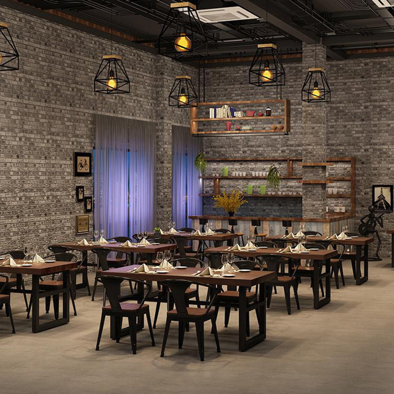 Industrial 1/3/5/7 Pieces Dining Set Rectangle Wood Dining Table for Cafe