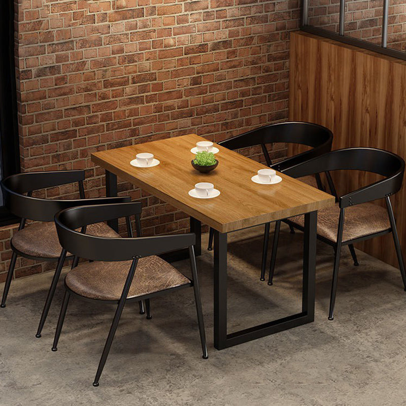 Industrial 1/5 Pieces Dining Set Rectangle Pine Wood Dining Table for Dining Room Cafe