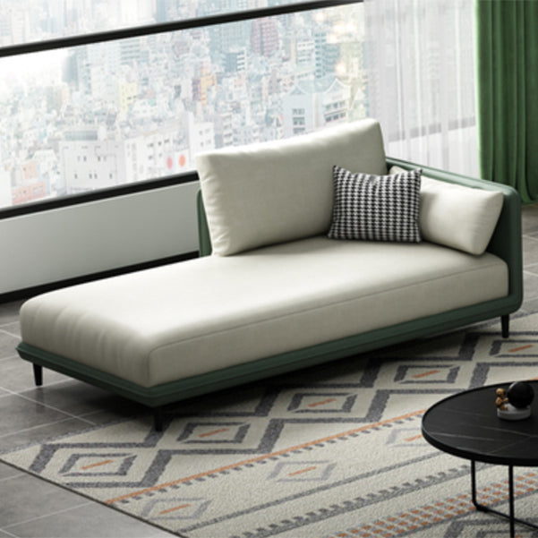 Modern Style Recessed Arms Chaise Living Room Faux Leather Chaise