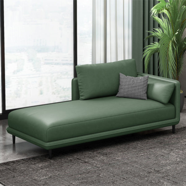 Modern Style Recessed Arms Chaise Living Room Faux Leather Chaise