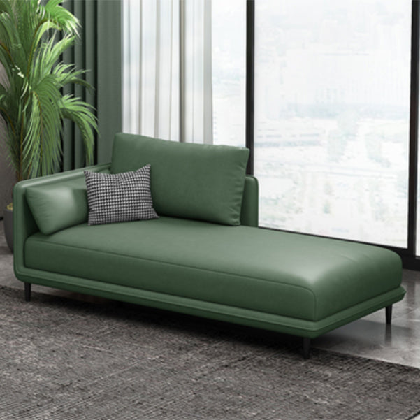Modern Style Recessed Arms Chaise Living Room Faux Leather Chaise