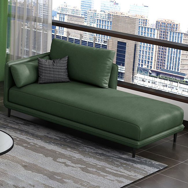Modern Style Recessed Arms Chaise Living Room Faux Leather Chaise