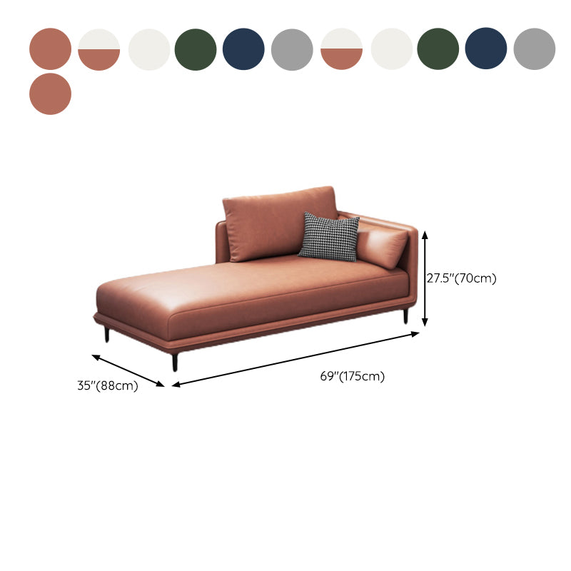 Modern Style Recessed Arms Chaise Living Room Faux Leather Chaise