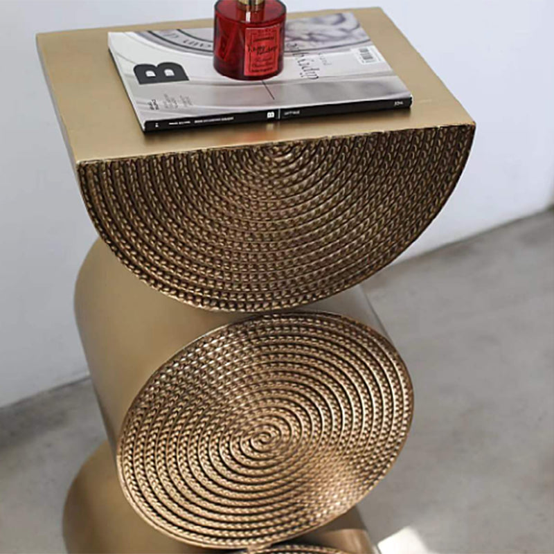 Unique Shape Side End Table Rustic Style 13.8" W x 9.8" D x 26" H in Brown