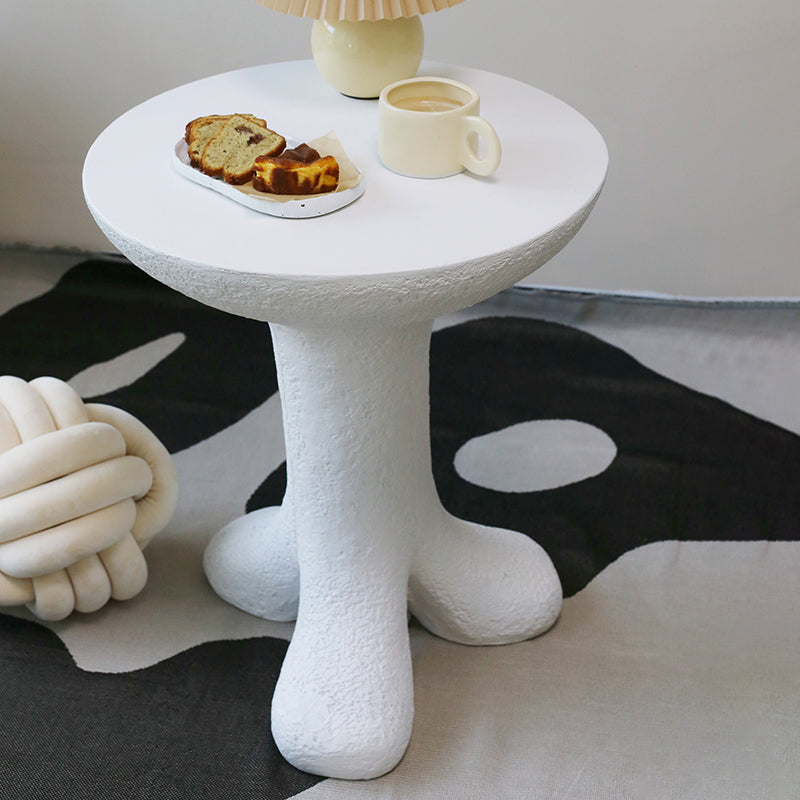 White Corner Table Unique Shape 3 Legs End Table, 19.7" W x 19.7" D x 24" H