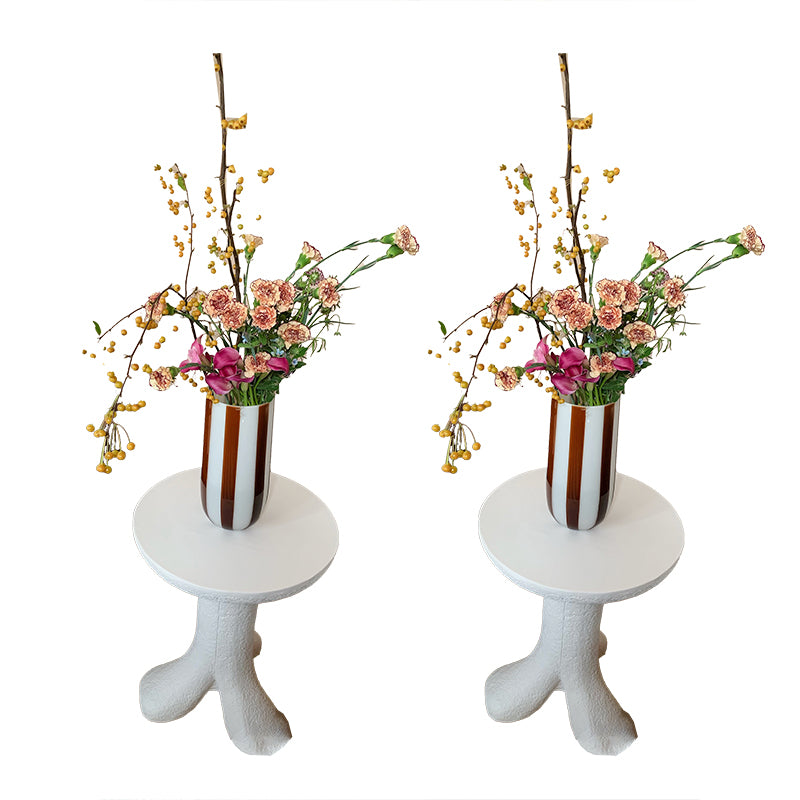 White Corner Table Unique Shape 3 Legs End Table, 19.7" W x 19.7" D x 24" H