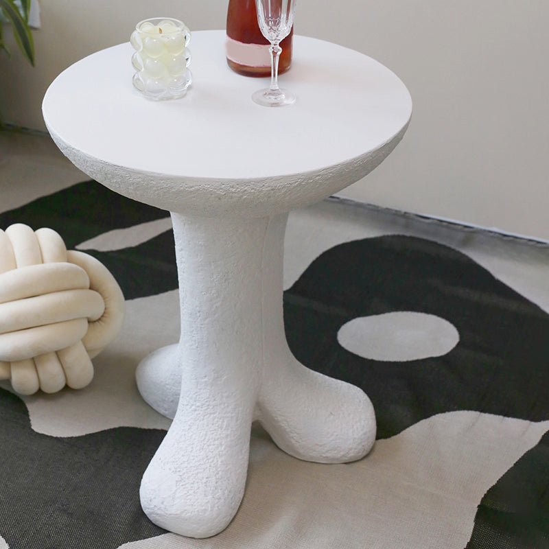 White Corner Table Unique Shape 3 Legs End Table, 19.7" W x 19.7" D x 24" H