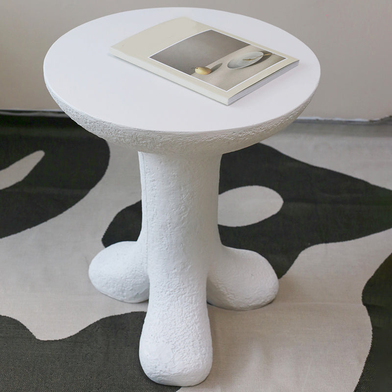 White Corner Table Unique Shape 3 Legs End Table, 19.7" W x 19.7" D x 24" H