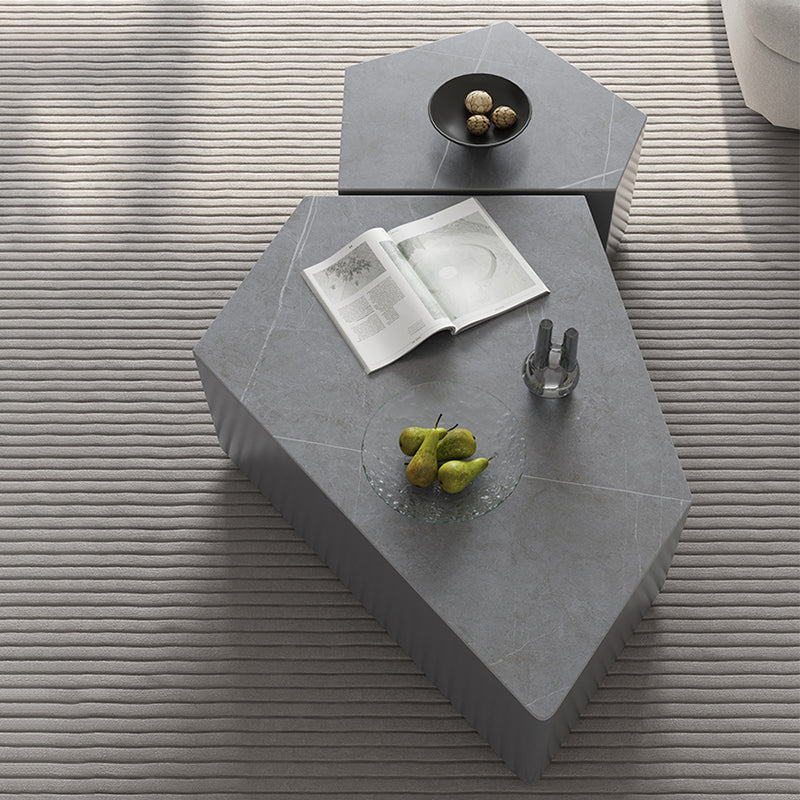 13"H Contemporary Coffee Table Grey Coffee Cocktail Table with Drawer