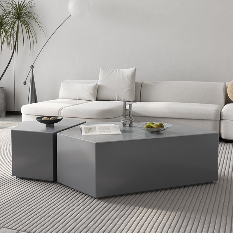 13"H Contemporary Coffee Table Grey Coffee Cocktail Table with Drawer