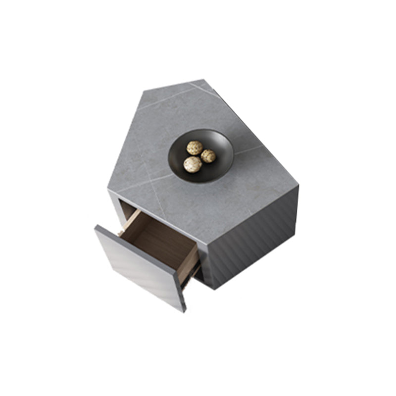 13"H Contemporary Coffee Table Grey Coffee Cocktail Table with Drawer