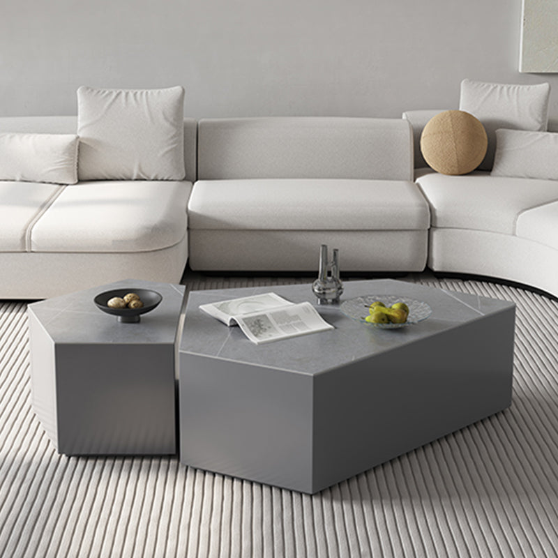 13"H Contemporary Coffee Table Grey Coffee Cocktail Table with Drawer