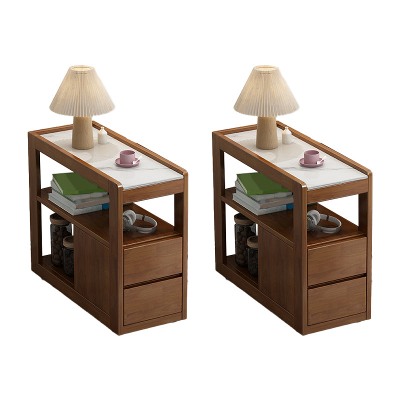 27.6" W x 11.8" D x 24.4" H End Slide Table Wood Rectangular Shape Corner Table
