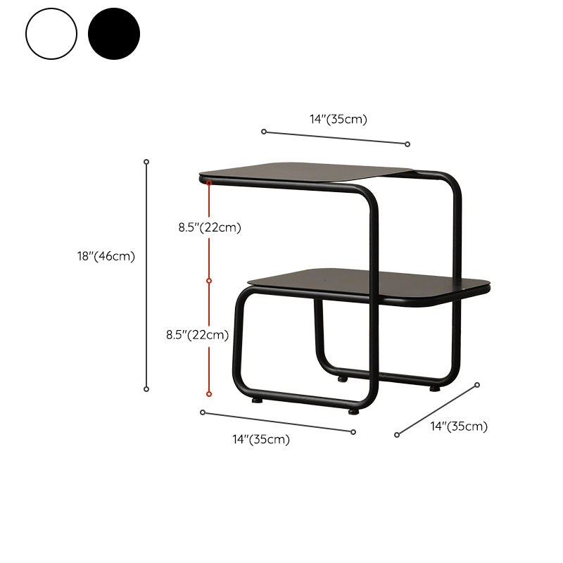 Modernistic Sled Base Side Table Rectangular Metal Top End Table with Shelf