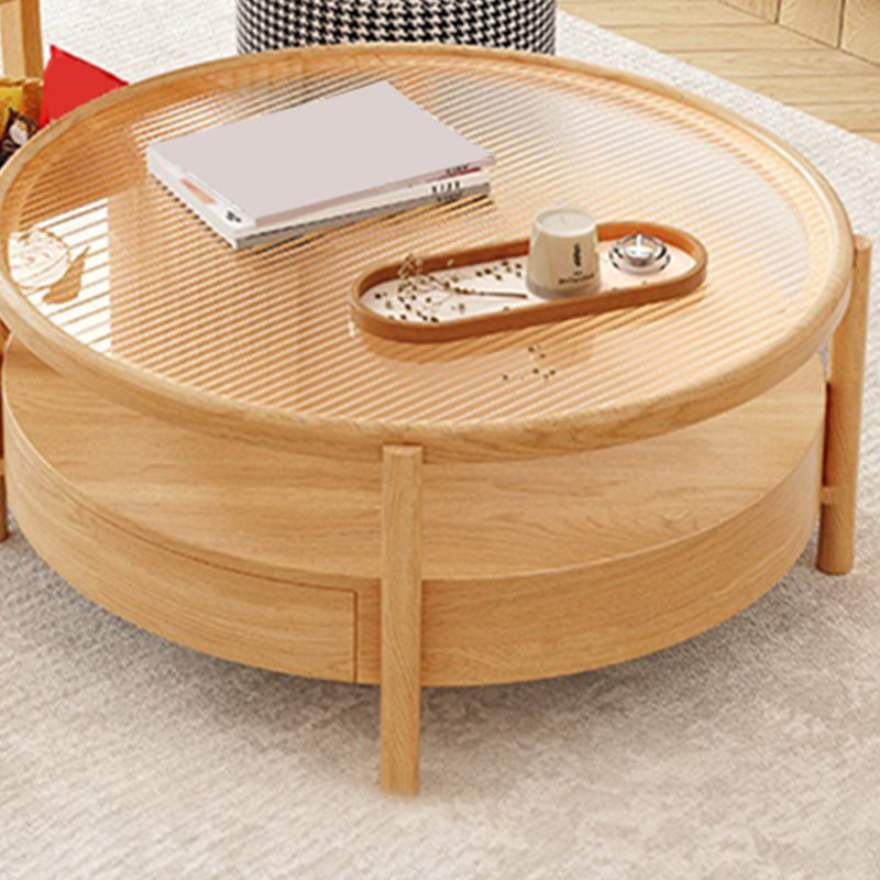 Tropical Coffee Table Solid Wood Coffee Cocktail Table with Storage