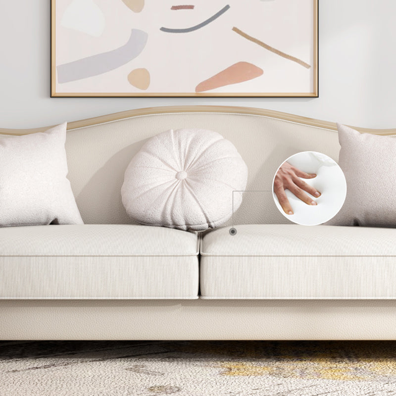 Linen Sectional Sofa Tropical Beige Sloped Arms Sofa for Living Room