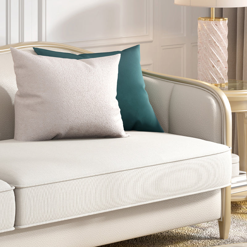 Linen Sectional Sofa Tropical Beige Sloped Arms Sofa for Living Room