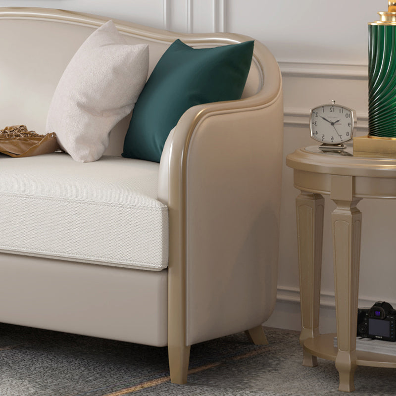 Linen Sectional Sofa Tropical Beige Sloped Arms Sofa for Living Room