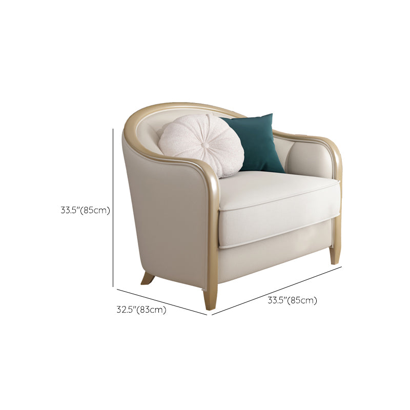 Linen Sectional Sofa Tropical Beige Sloped Arms Sofa for Living Room