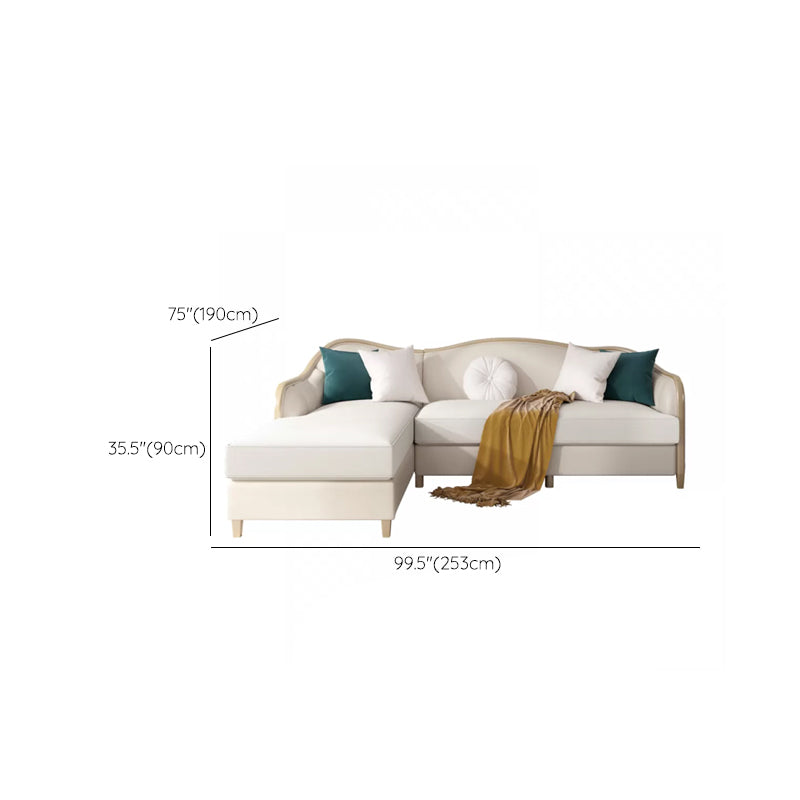 Linen Sectional Sofa Tropical Beige Sloped Arms Sofa for Living Room