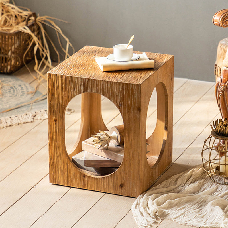 Geometric Shape Accent Side Table Wooden Simple Bedroom End Table