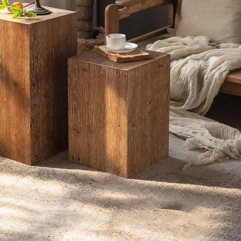 Geometric Shape Accent Side Table Wooden Simple Bedroom End Table