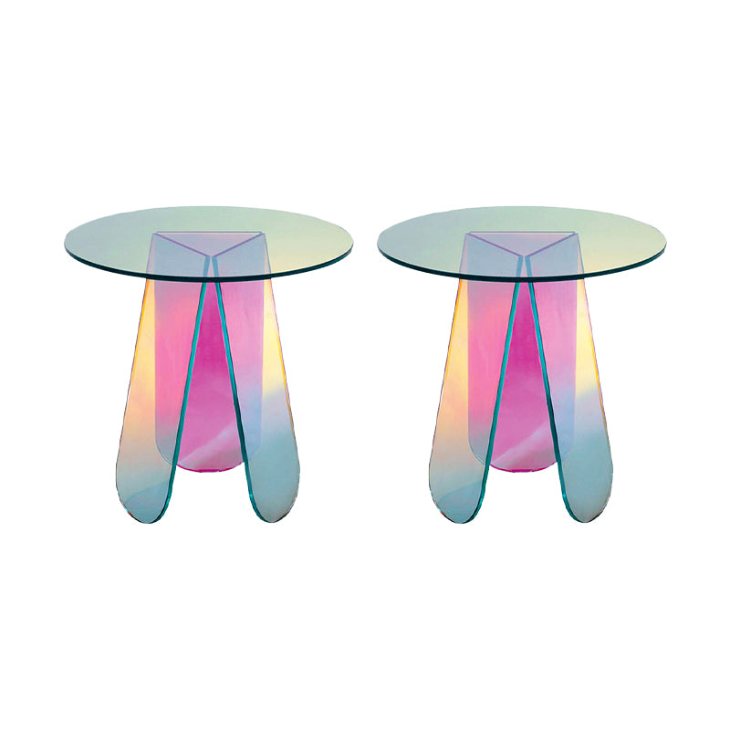 Round Shape Accent Side Table Plastic Round Side End Table for Bedroom in Multi-Color