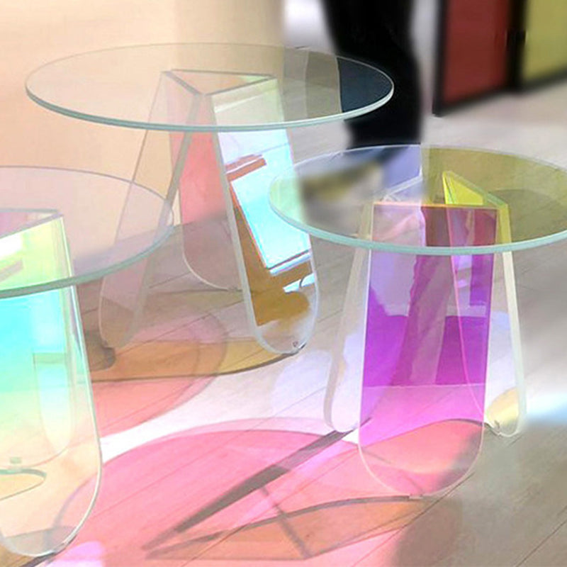 Round Shape Accent Side Table Plastic Round Side End Table for Bedroom in Multi-Color
