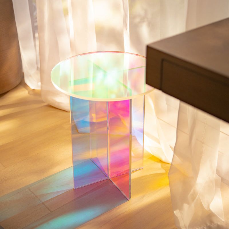 Multi-Color Accent Side Table Round Shape Plastic Table for Bedroom
