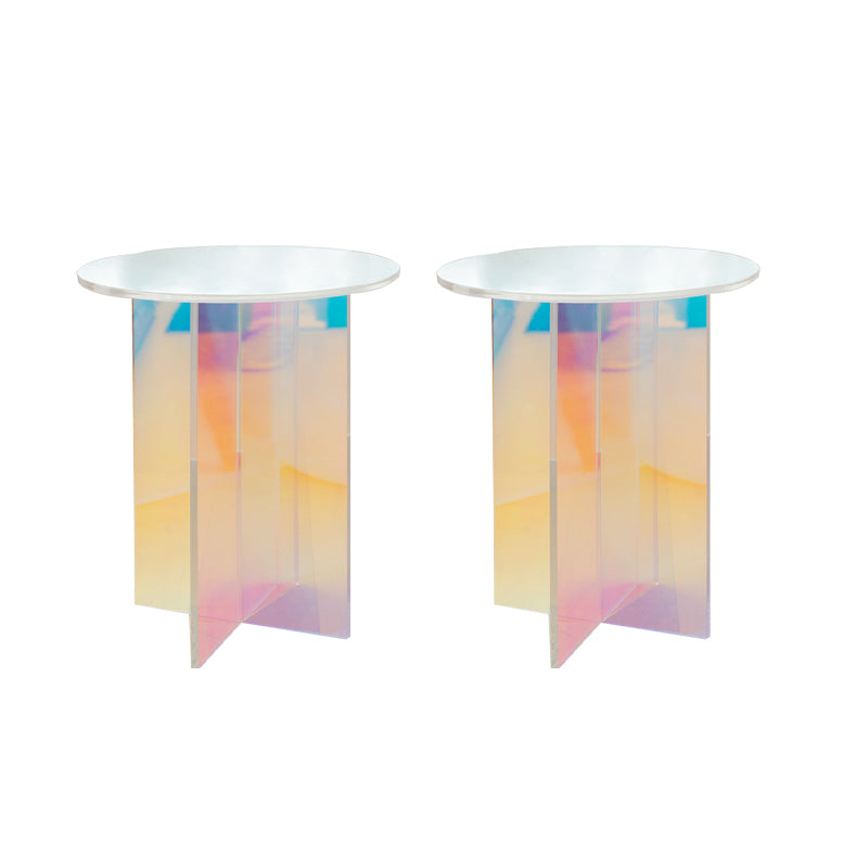 Multi-Color Accent Side Table Round Shape Plastic Table for Bedroom