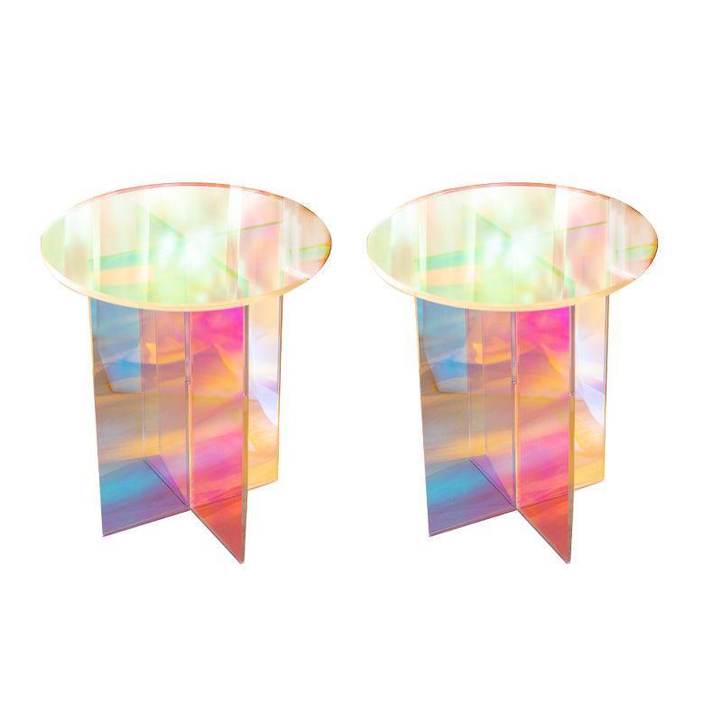 Multi-Color Accent Side Table Round Shape Plastic Table for Bedroom