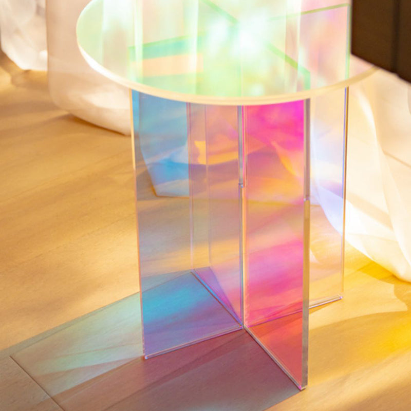 Multi-Color Accent Side Table Round Shape Plastic Table for Bedroom